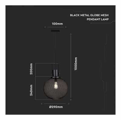 BLACK METAL GLOBE MESH PENDANT LAMP VT-7332